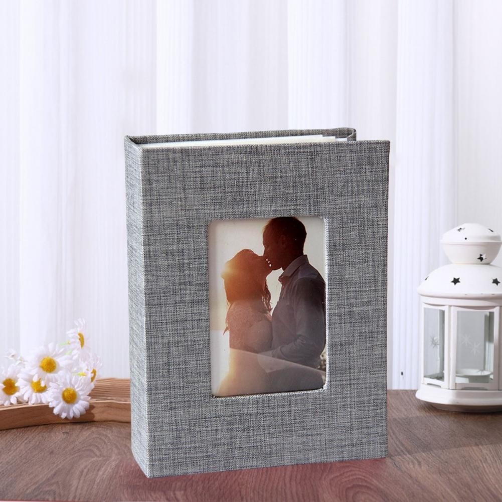 

Portable Picture Album Linen Cover Slip-in Photo Album with 100 Pockets for 4x6-inch Pictures Ideal for Wedding Travel Family