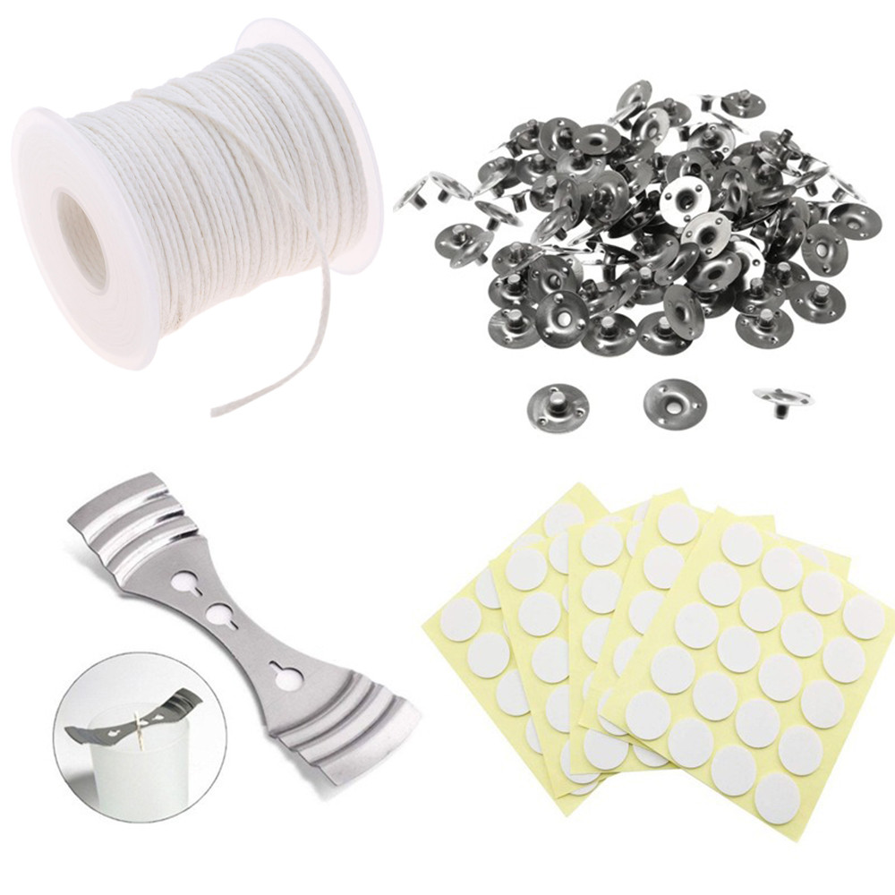 

10m 30m 61m Candle Wicks Smokeless Wax Pure Cotton Core Metal Sustainer Tabs DIY Candle Making Pre-Waxed Wicks Party Supplies