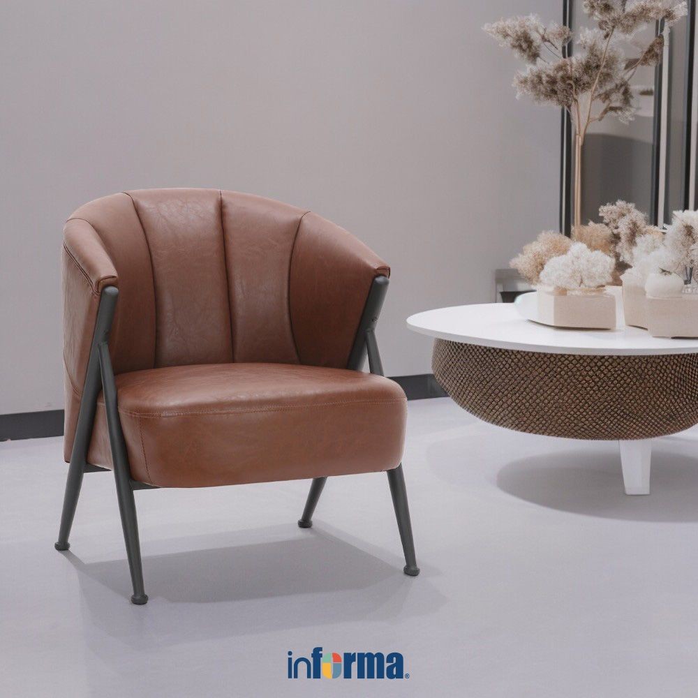 Informa Yawata Kursi Lounge 1 Seater - Cokelat Aesthetic Chair Kursi Santai Serbaguna Kursi Tamu Rum