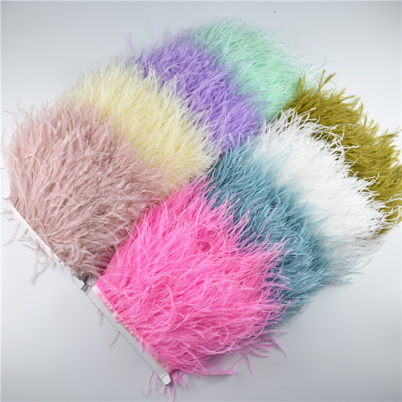 1meters Real Ostrich Feather Trim Fringe White Ostrich Feathers for Clothes Ribbon Trims Feather Ski