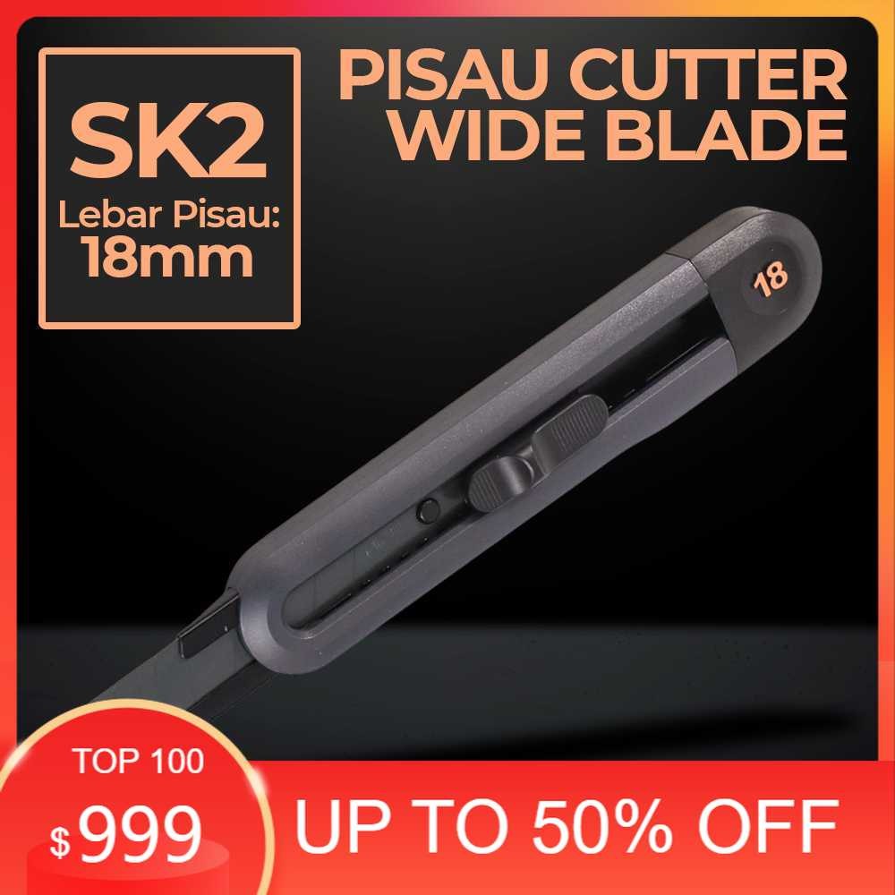 

Deli Pisau Cutter Auto Lock Snap Off Wide Blade SK2 18mm - HT4018