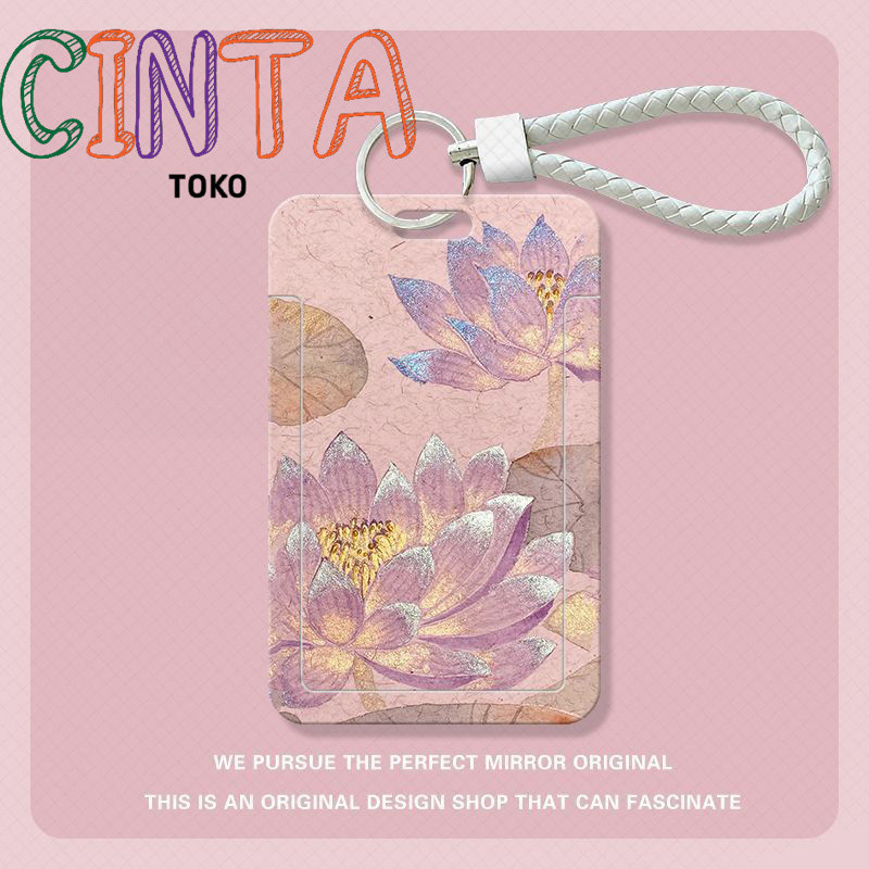 

Ancient style koi water lily cute student slide card holder meal card bus card ID card access control campus card protective cover