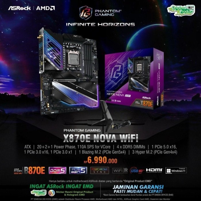ASROCK Phantom Gaming X870E NOVA WIFI (AMD AM5, DDR5)