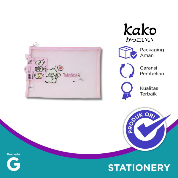 

Kako Kimiko Cat Zipper Pocket Mesh A4 Pink