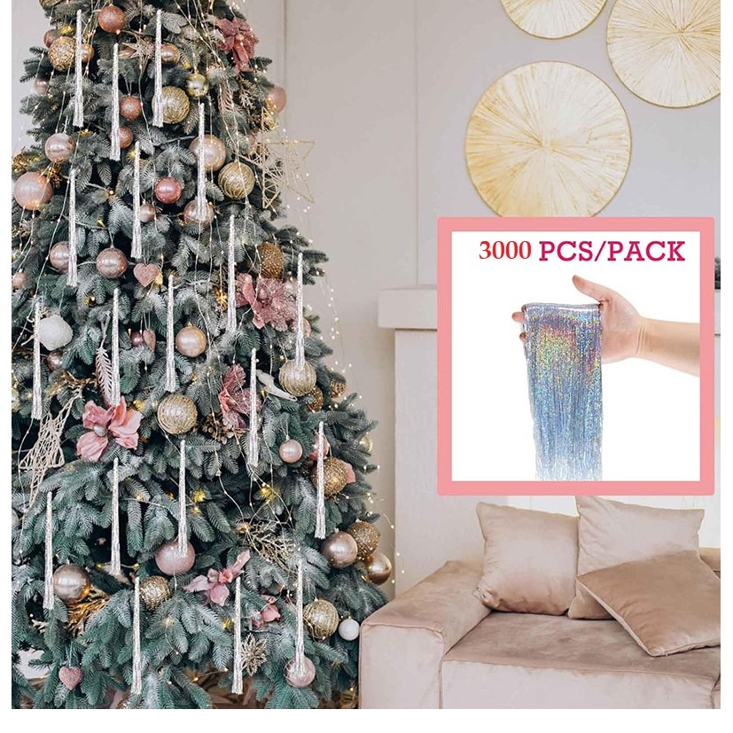 ACC145 Tinsel Slinger Rumbai Metalik GabaGaba Tirai Foil 3000Pcs/Pack Hiasan Pohon Natal Dekorasi Ru
