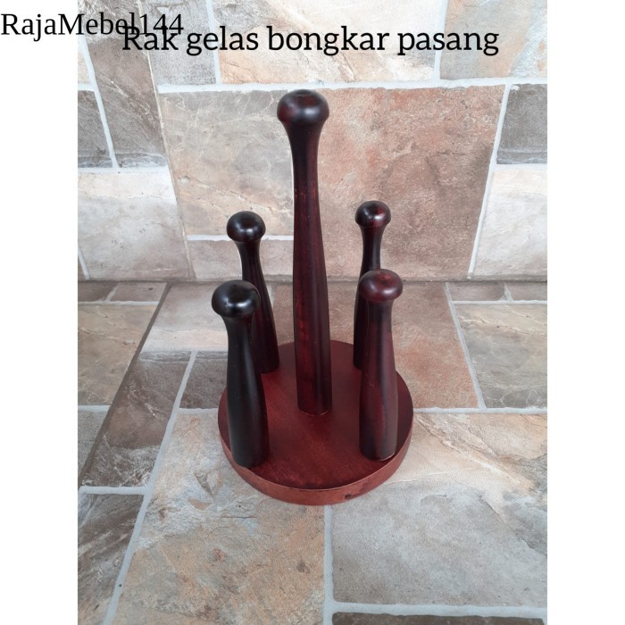 

Rak gelas Kayu/ Rak Gelas Bongkar Pasang Isi 5 gelas gratis ongkir