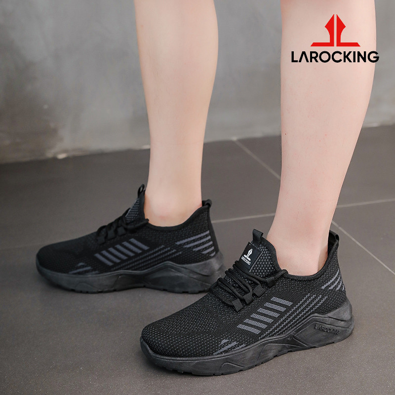 NEW DEALS Larocking - Owen Hitam Polos Abu Muda Sepatu Sneakers Running Gym Shoes