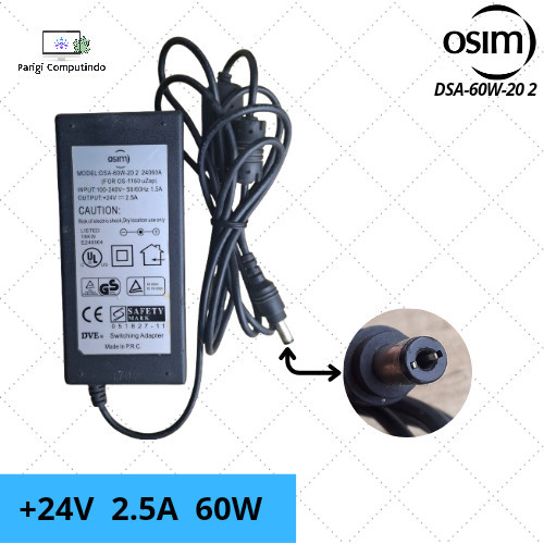 Adaptor Charger laptop Osim DSA-60W-20 2 24060A (FOR OS-1160 uZap) +24V ~ 2.5A)