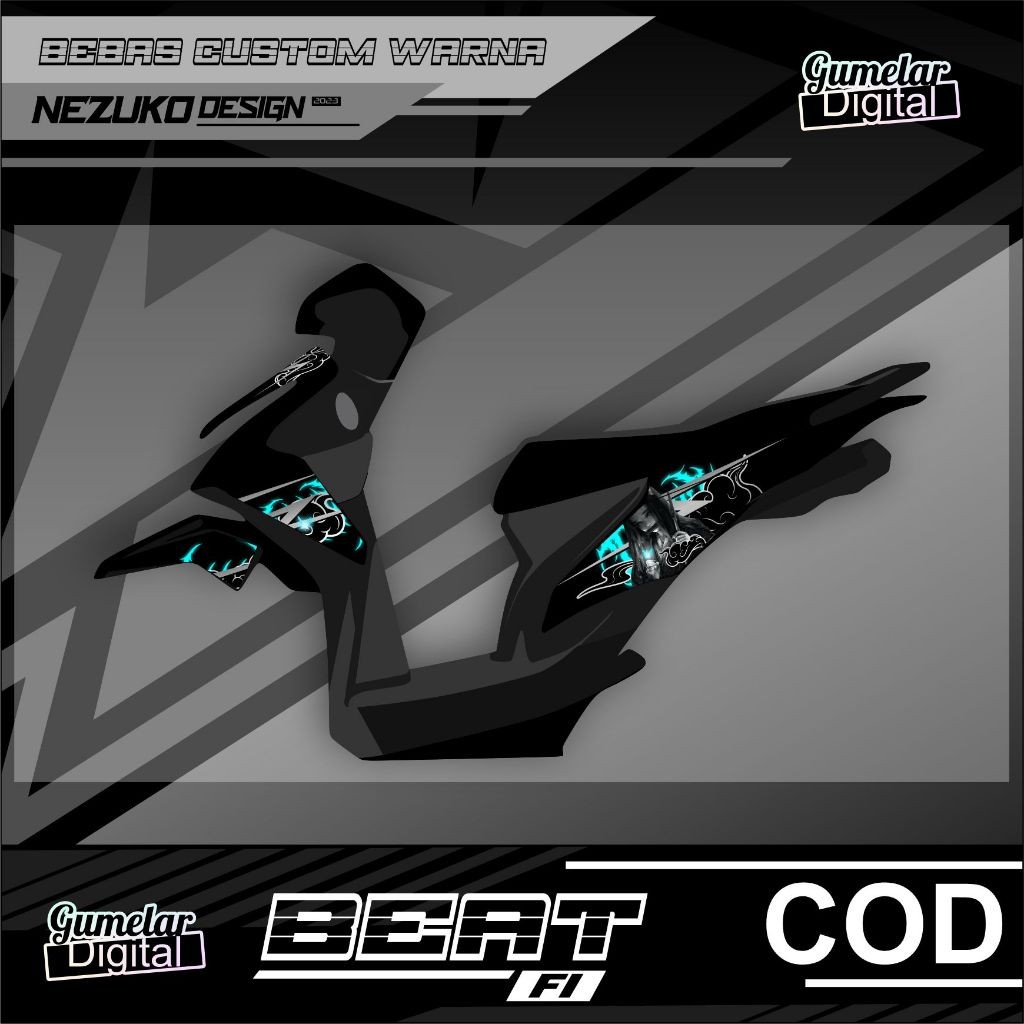 STRIPING SIMPEL HONDA BEAT FI 2012 2013 2014 2015 2016 NEZUKO DEMON SLAYER SUDAH DI CUTTING