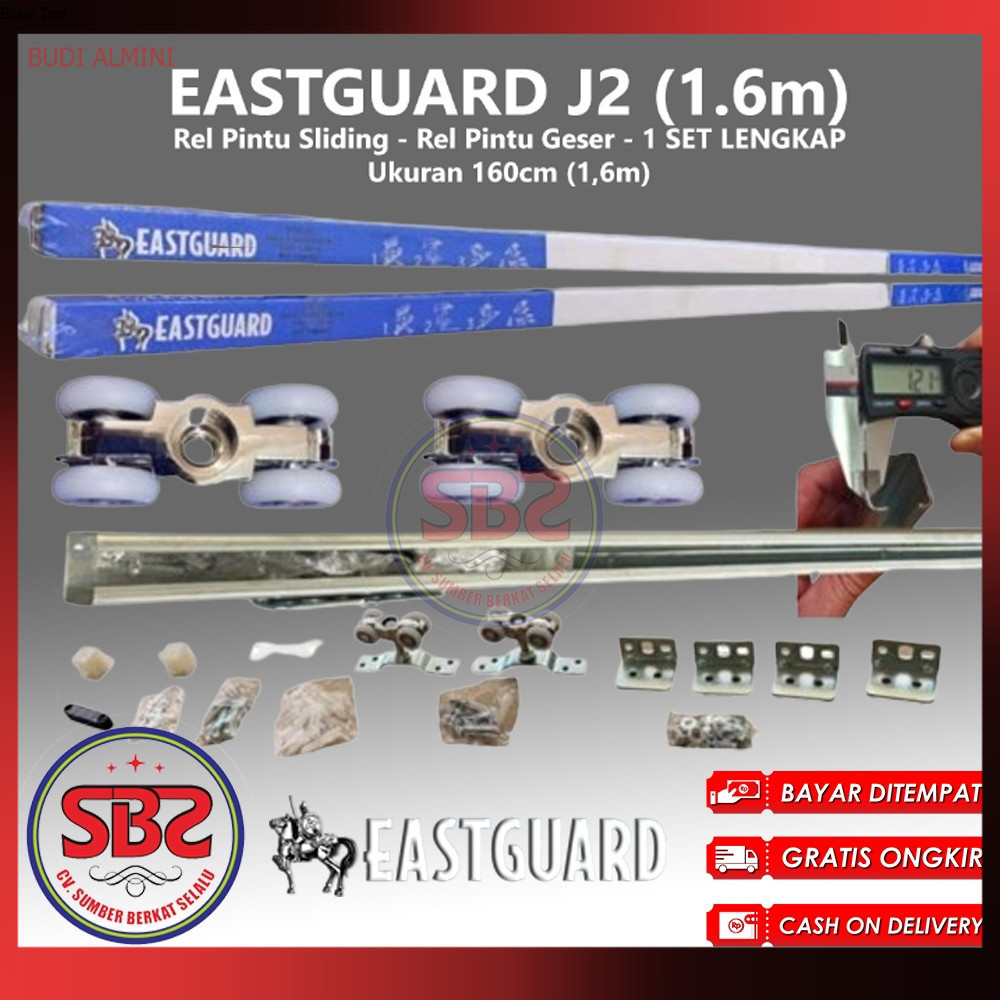 REL SLIDING J2 EASTGUARD - Rel Pintu Dorong - Sliding Rail Galvanis - Sliding Track - Rel Pintu 1.6m