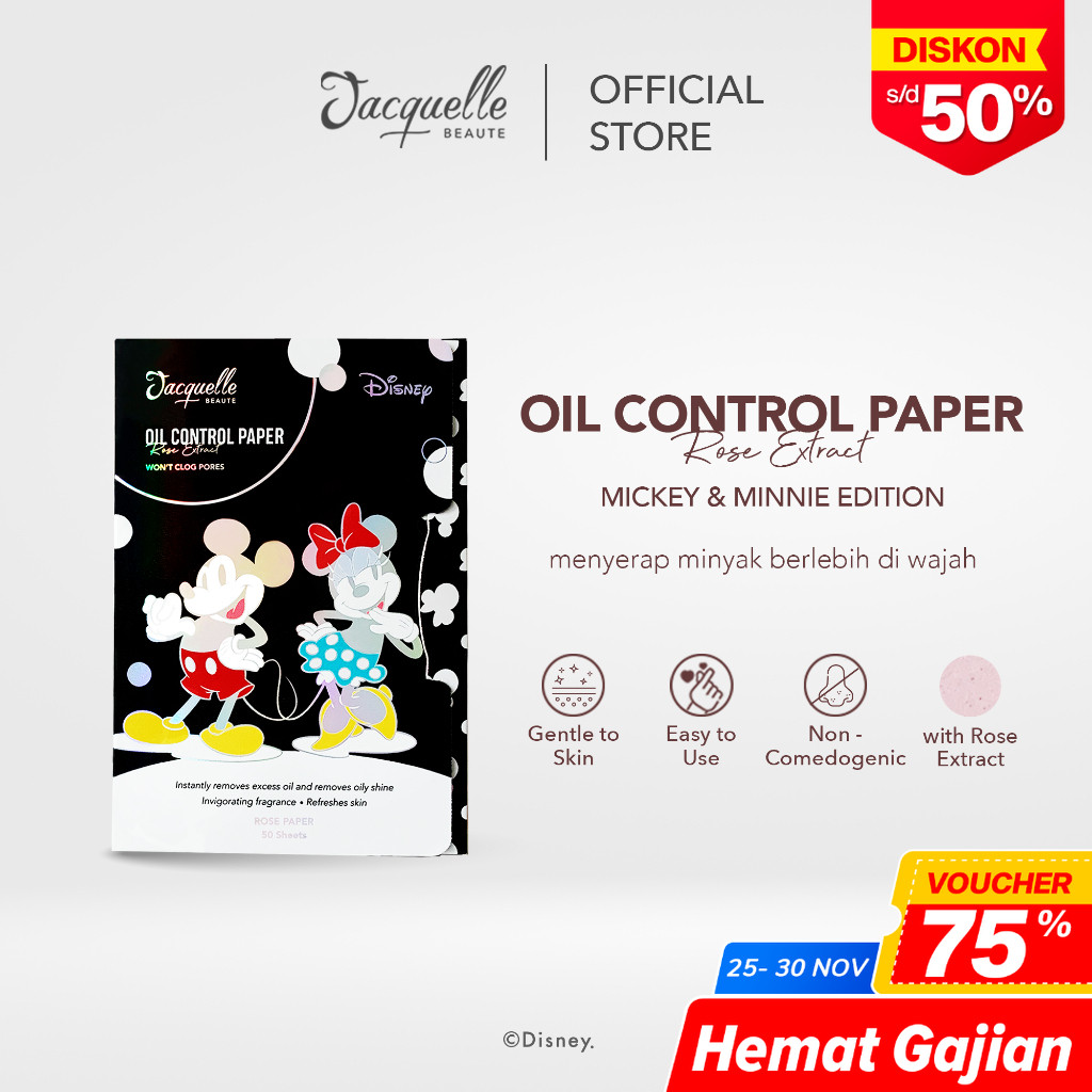 Jacquelle Oil Control Paper Disney Mickey & Minnie Edition - Kertas Minyak Wajah isi 50s