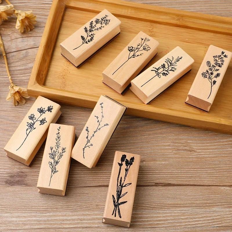 

Vintage Flower Girl Decoration Stamp Plant Grass Wooden Rubber Stamps for Scrapbooking Stationery DIY Craft Standard Seal