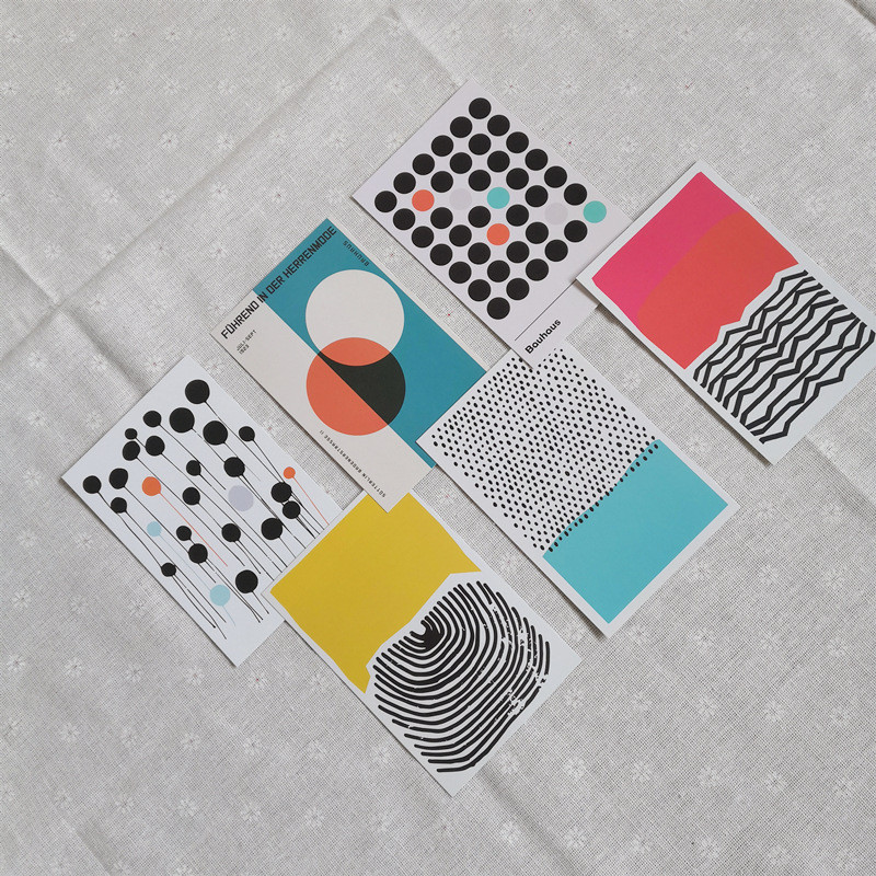 

Morandi Color Block Card Set Retro Art Line Creative Collocation Postcard Background Wall Sticker Decoration Card Photo Props