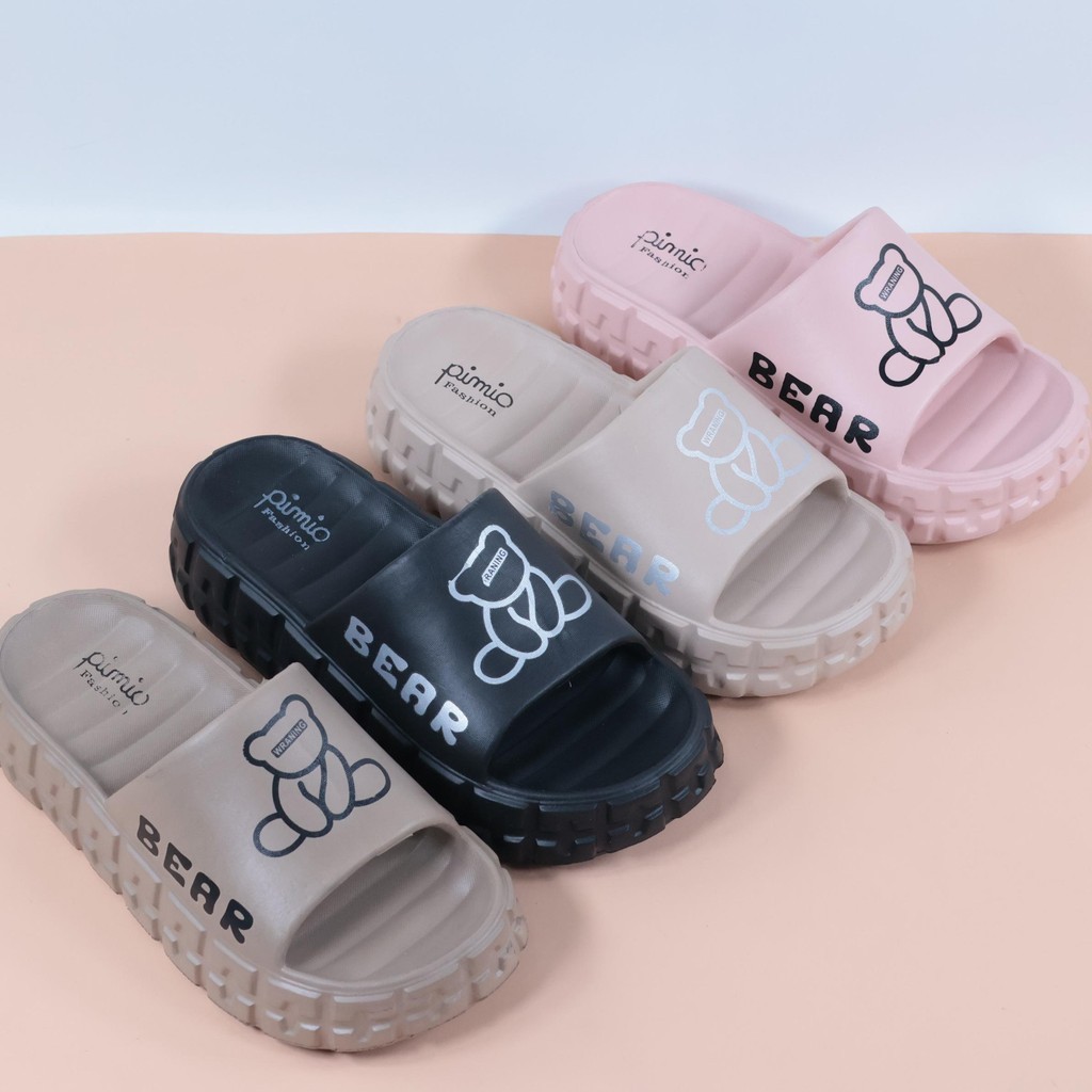 Sendal Selop Wanita Sendal Karet Karakter Wanita Anti Slip Slop Sandal Bear