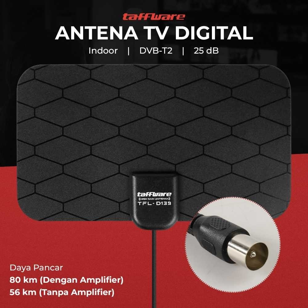 Taffware Antena TV Digital Indoor DVB-T2 25dB Grid Jack Male Plug - TFL-D139 [ I K F Store ]