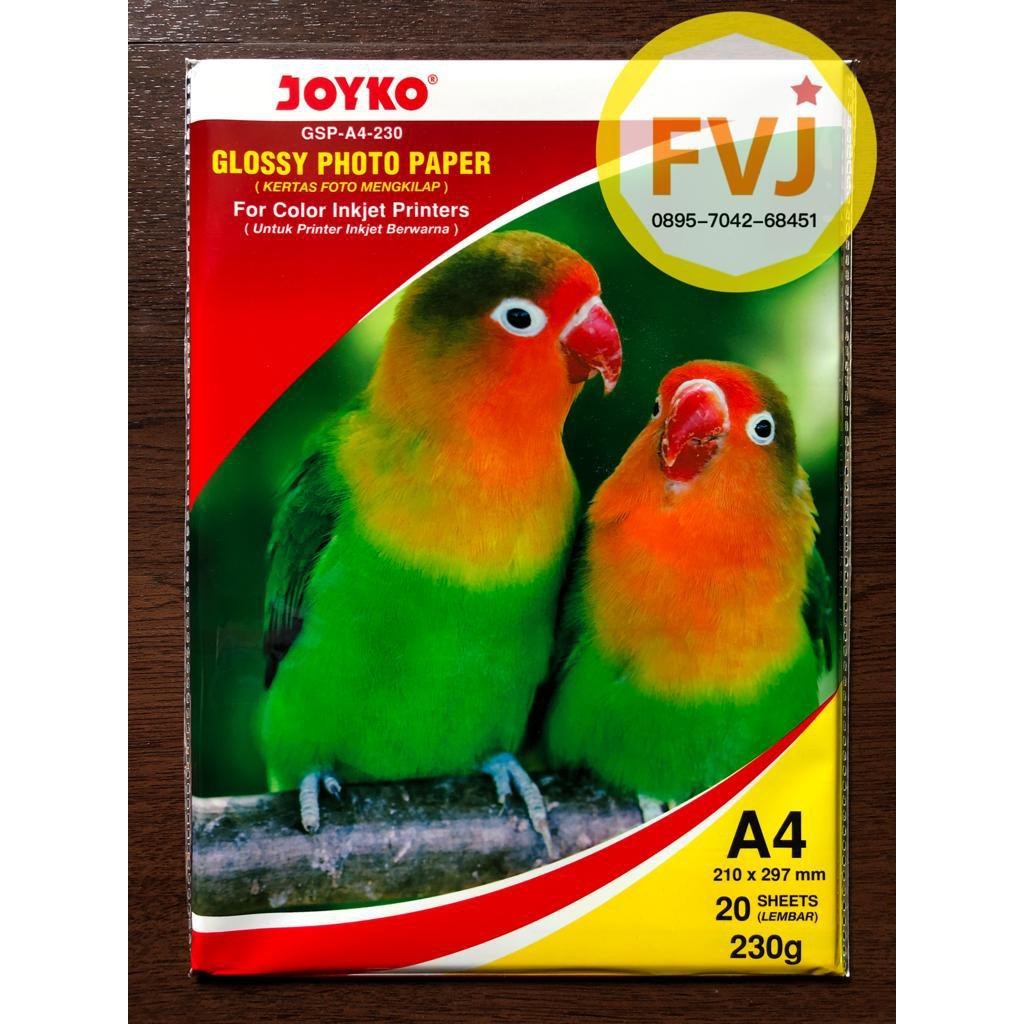 

20 lembar Kertas Foto / Glossy Photo Paper Joyko Tebal 230 Gr Gsm Gram