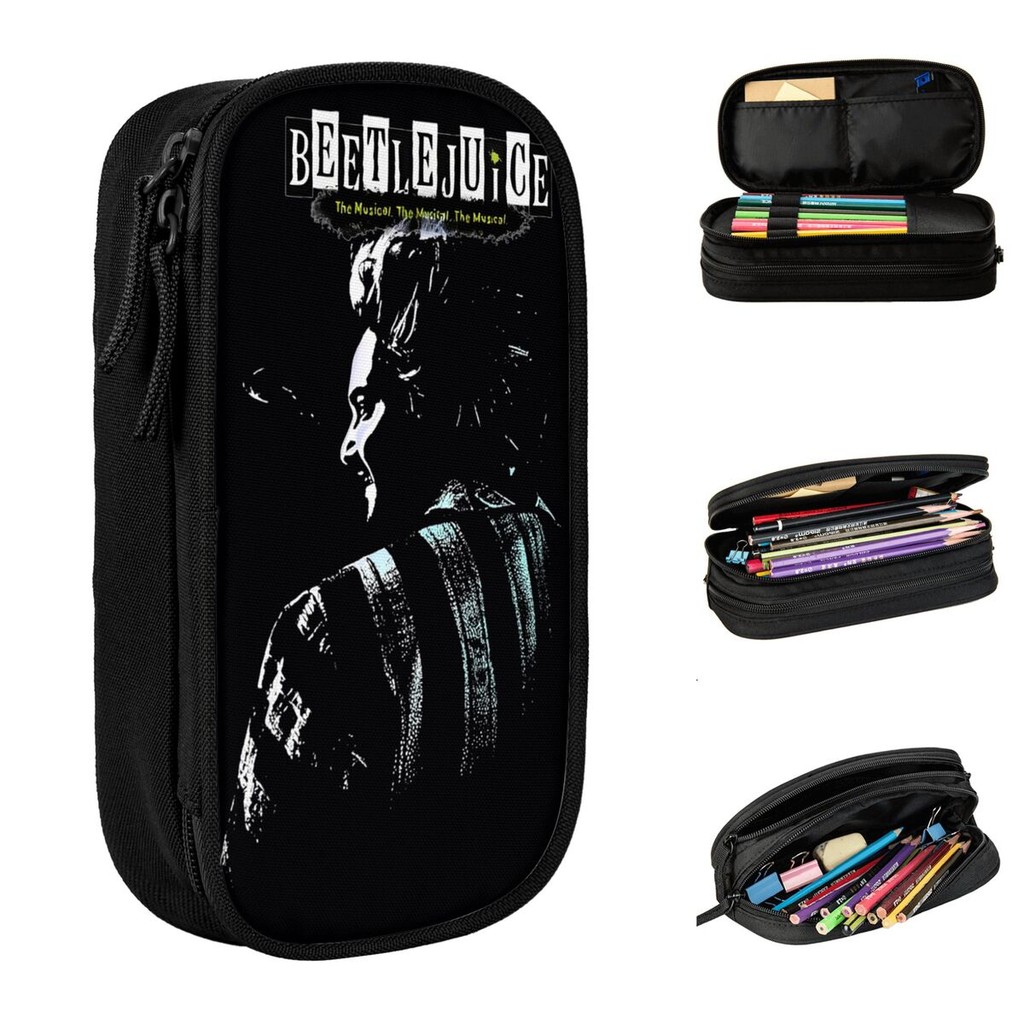 

B-Beetlejuice The Musical Pencil Cases Fashion Halloween Horror Pen Box Bag Student Big Capacity School Supplies Gift Pencilcase