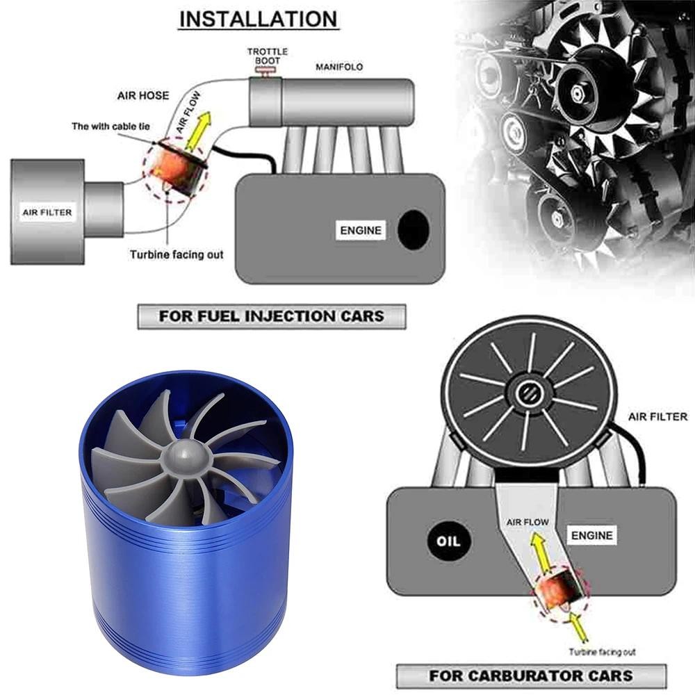 Turbo Ventilator Double Blade Pengisi Daya Turbin Asupan Udara Suv Truk Mobil Tang Klem Selang Pipa