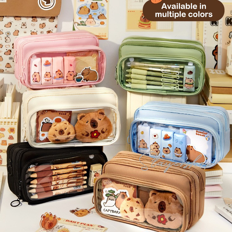 

ATH Capybara Tempat alat tulis kotak pensil aesthetic Tas PenaTempat Pencil Tas Pensil kapasitas