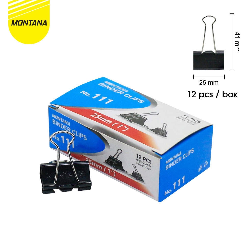 

MONTANA Binder Clip Penjepit Kertas 41x25 mm 12 Pcs Paperclip Klip Serbaguna MT-BC111