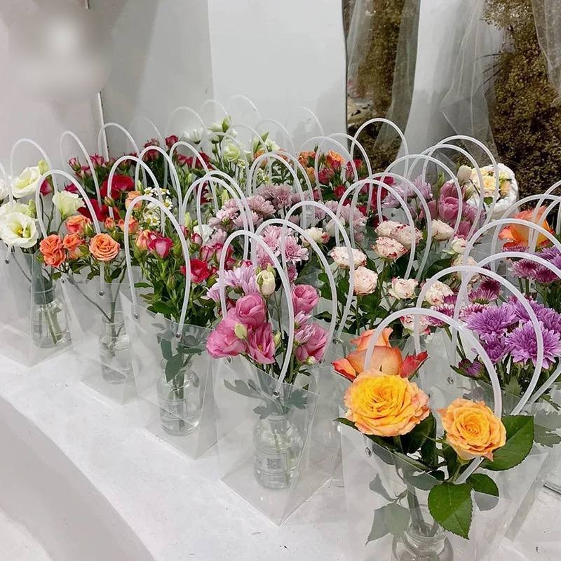 

1Pcs Goodie Bag Transparant/ Tas Mika Kantong Hadiah Mother's Day / Flower Bag Tenteng Bening