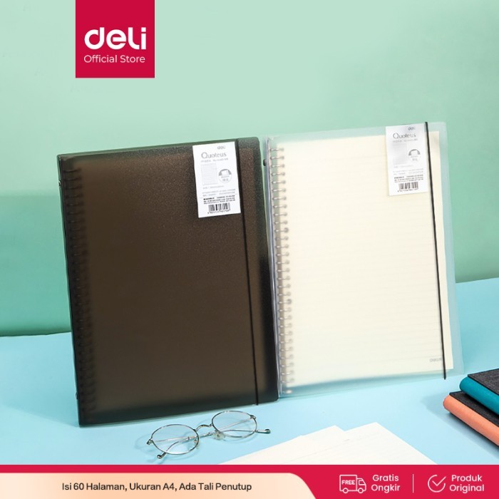 

best -Deli Binder Loose-Leaf Notebook A4 A5 B5 Strap Kunci Free Refill HXX60 - A4, Transparan