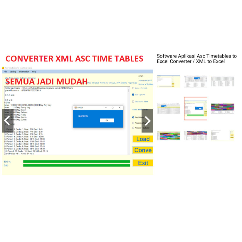Software Aplikasi ASC Timetables to Excel Converter / XML to Excel