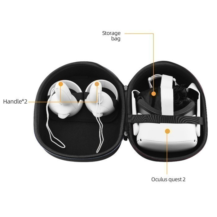 BEST -EVA Hard Case Storage for Oculus Quest - Tas Penyimpanan Oculus Quest - Hitam
