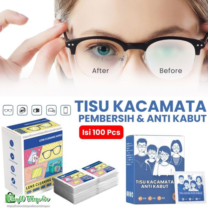 Tisu Pembersih Lensa Kaca Mata ANTI FOG Embun Uap Universal 100pcs Box - TISU PEMBERSIH