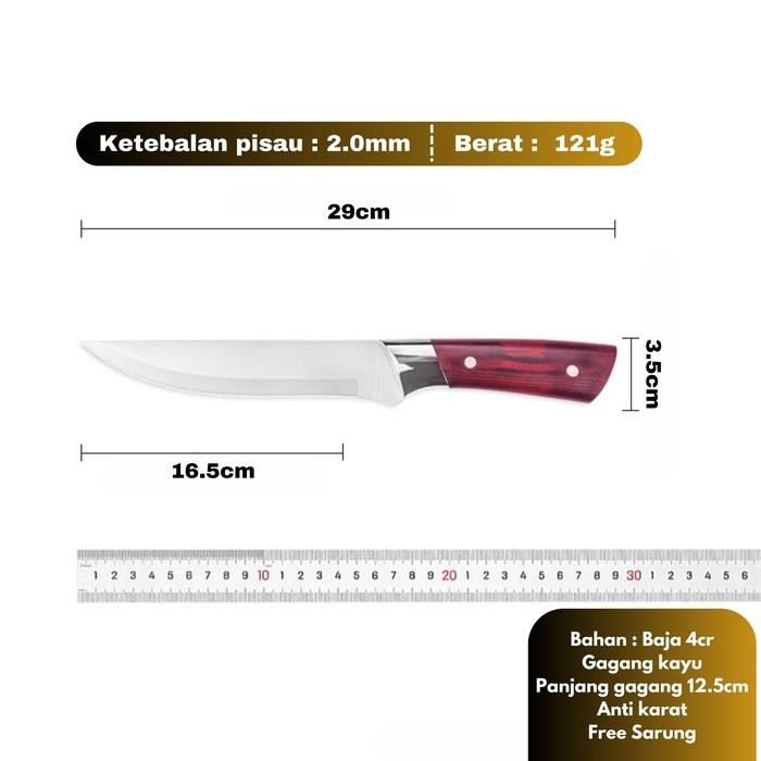 BEST -Pisau Pemotong Tulang Motif Naga Dengan Sarung Pisau - PISAU NAGA