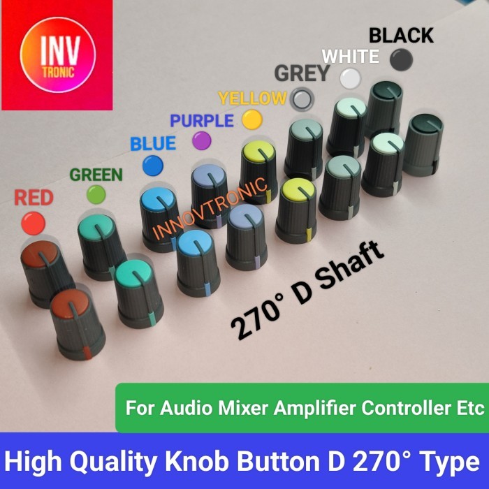 Type D 270" Knob Potensio Potentio Mixer Audio Amplifier Controller Red Green Blue Purple Yellow Whi