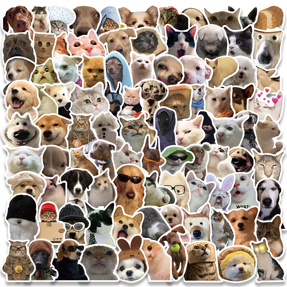 

10/30/50/100pcs Kawaii Cat Dog Funny Animal Meme Stickers Cute Decals Decoration DIY Skateboard Scrapbook Laptop Car Kids Toy