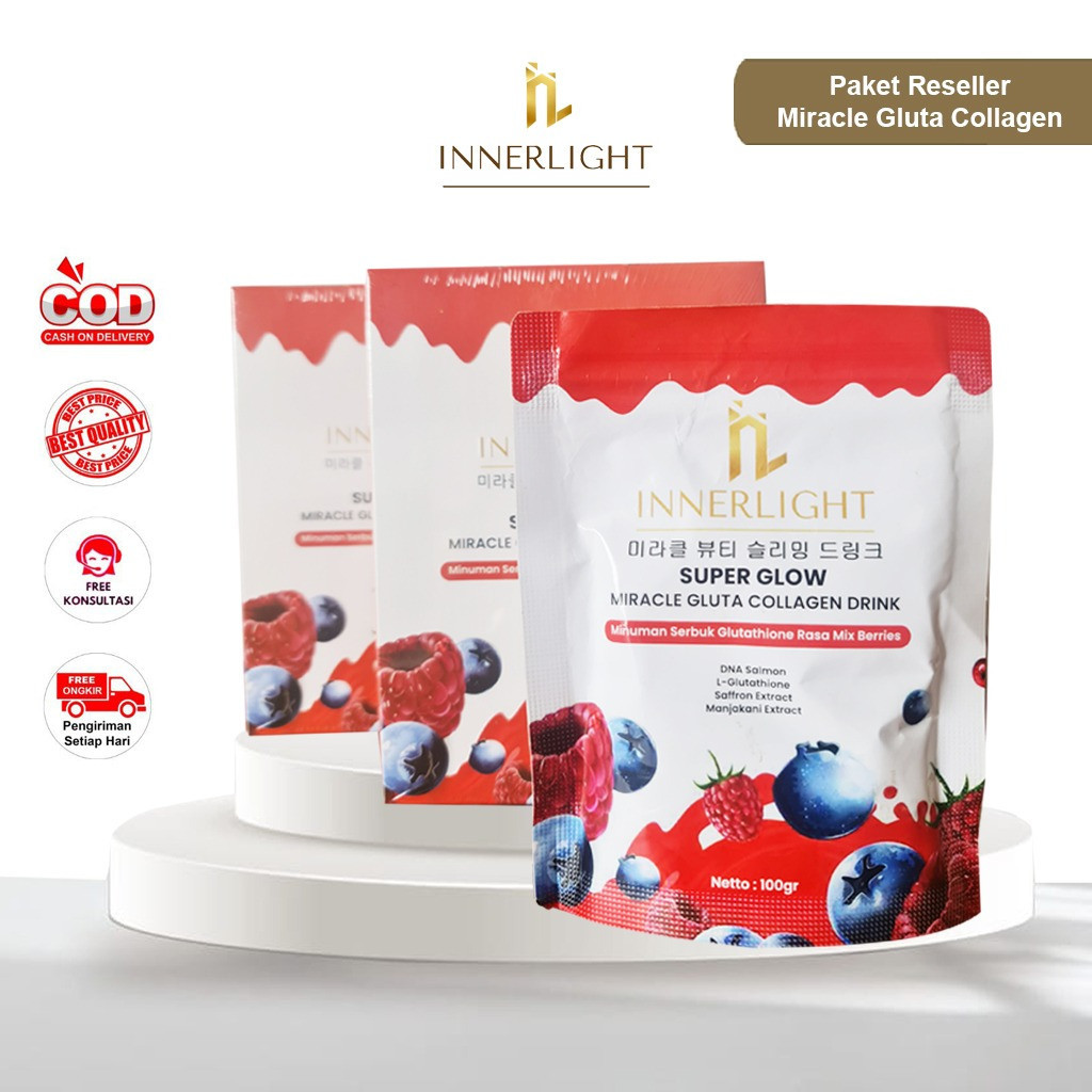 

Paket reseller super glow miracle gluta collagen drink mencerahkan dari dalam by INNERLIGHT COD