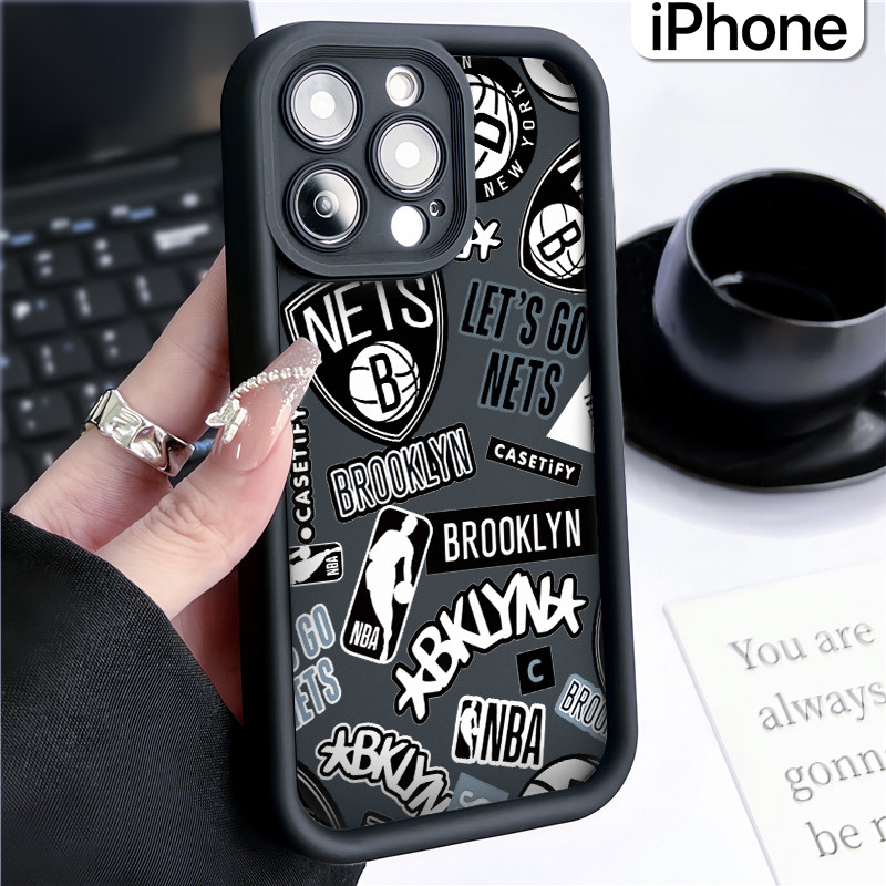 Tag Basket Keren Silicone Case iPhone 15 13 11 12 14 Pro Max XR X Xs Soft Polos Hitam TPU Tebal Casi