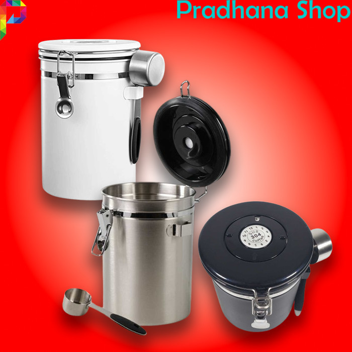 

Kaleng Toples Tempat Kopi Teh Vacuum Kedap Udara Canister Coffee Stainless