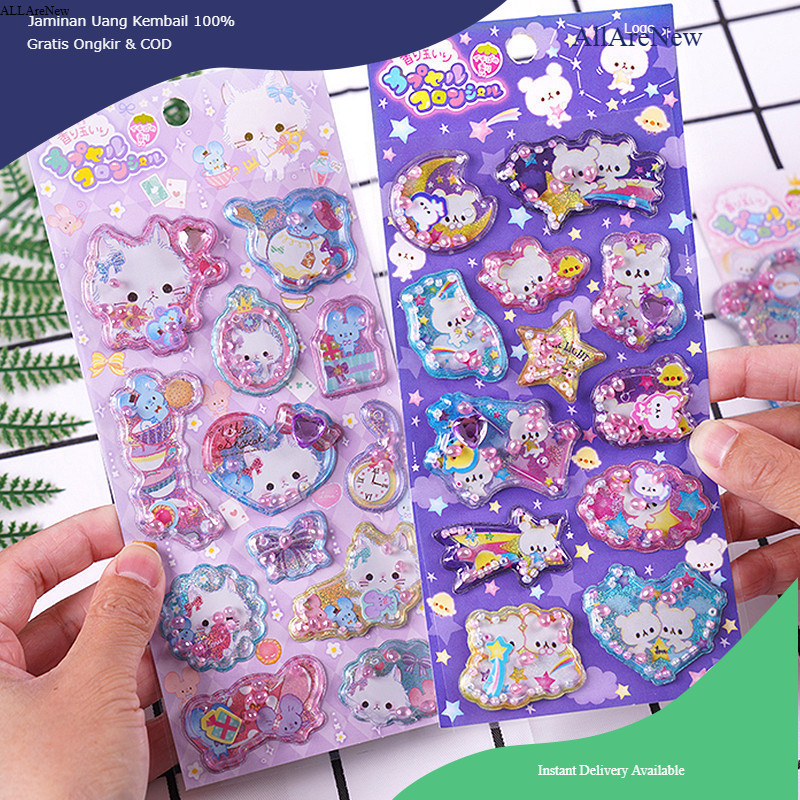 

[AllAreNEw[ 6*pcs 3D Stiker Anak Timbu / STIKER 3D ANAK Panjang / Sticker 3D Timbul Karakter / Stiker Bubble/mutiara mengkilap/cute bear