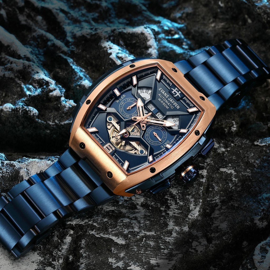 Super Diskon Khusus Lebaran Jam tangan E Jayden Jam Tangan Pria 9620 Rantai Automatic Stainless Kaca