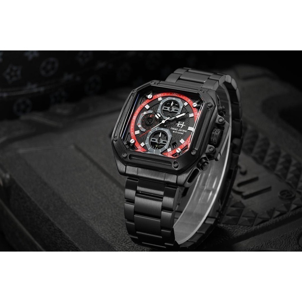 [ DISKON ] Evans Jayden Jam Tangan Pria 9558 Rantai Stainless Kaca Sapphire Water Resistant 10ATM