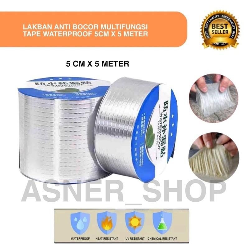 

ASNR Lakban anti bocor Tape Waterproof 5cm X 5 -10 meter Stiker Aluminum silver Lem superi