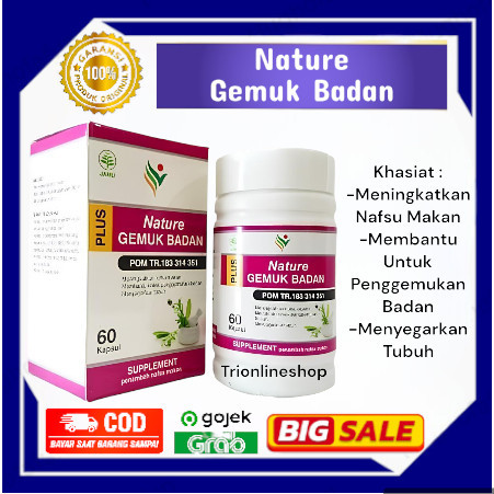 Penggemuk Badan Nature Gemuk Badan 60 Kapsul 100 Original
