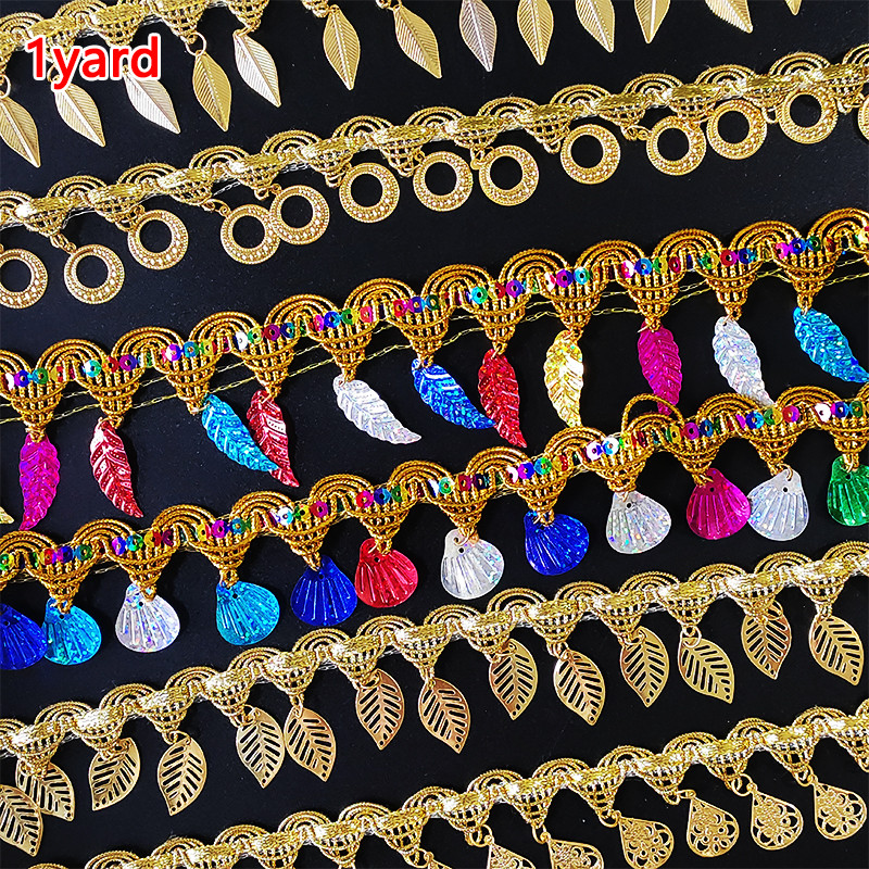 

1Yards Gold Lace Trim Fabric Ribbon Materials For Dresses Clothing Embroidered Sewing Wide Pendant 0.91Meter/Rolls Border Diy