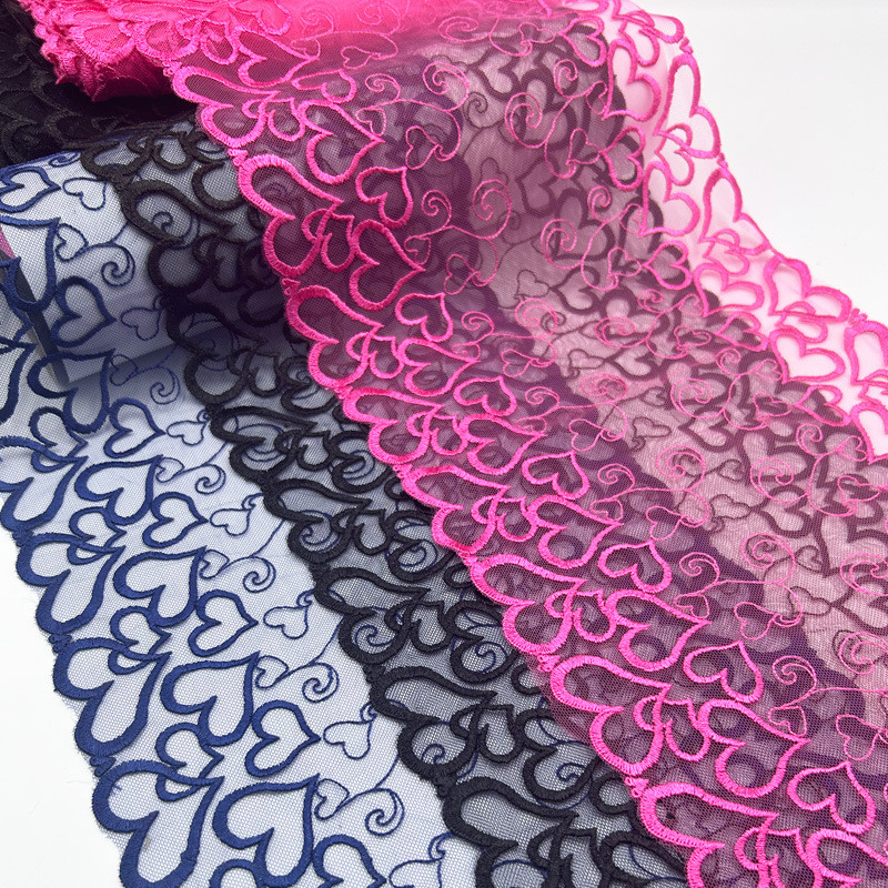 

1 Yards Rose Red Large Heart Water-soluble Mesh Underwear Embroidered Lace Clothing Curtain Decoration Textile Accessories