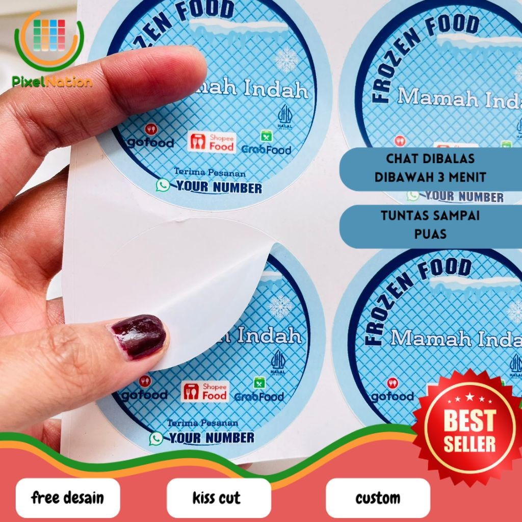

PiNat 2-4 Label Bulat Sticker Print Vinyl Stiker Frozen Food Anti Air Stiker Makanan Beku Custom