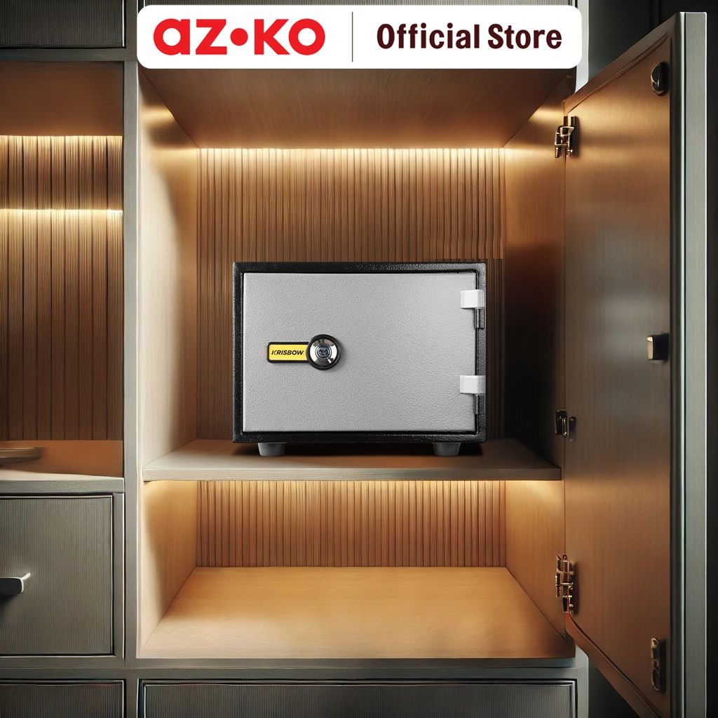 AZKO Krisbow 42x35x30 cm Brankas Tahan Api Yb300ak - Hitam/Abu-Abu Fire Safe Safety Box