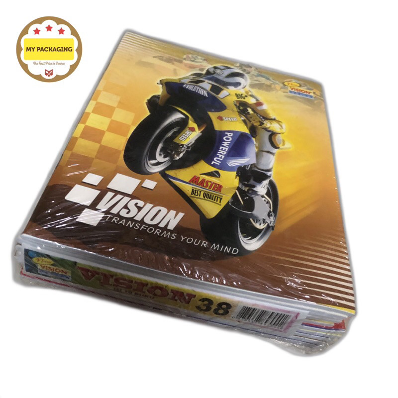 

Alat Tulis - Buku Tulis 38 dan 58 lembar harga per pack isi 10 buku. Merek Bamboo / Vision Bukan SIDU