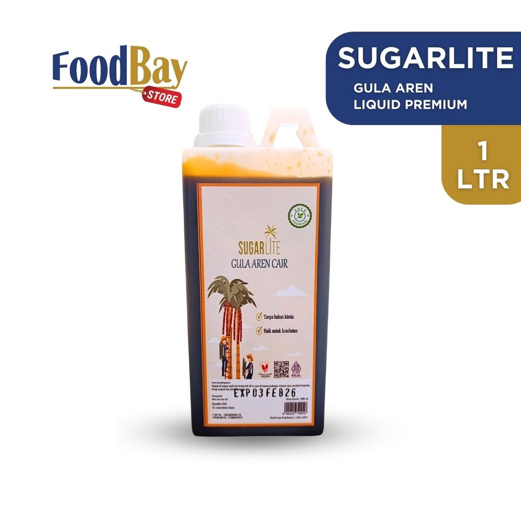 

SUGARLITE GULA AREN Liquid Organik Pure Premium Murni Barista Brown Sirup Natural 1 Ltr