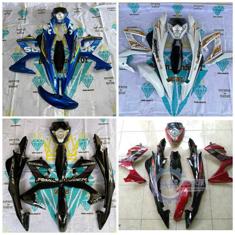 Cover Body Full Halus Satria Fu Facelift Terlaris Hitam Merah Biru Putih