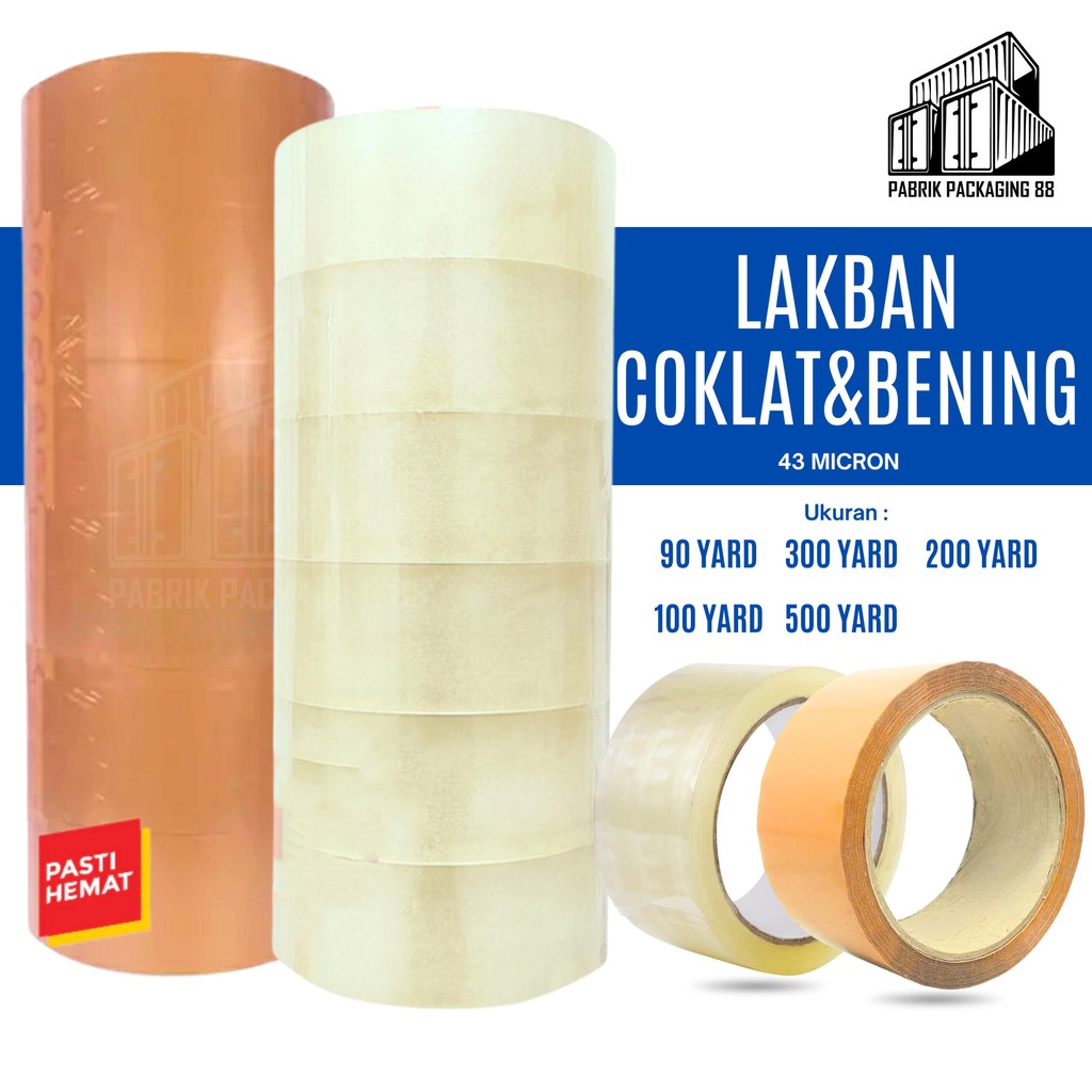 

1 SLOP / 6PCS Lakban Bening Coklat 2 Inch 90 100 200 300 500 Yard Plakban Bening Coklat 45MM 2” Inci 1 Slope