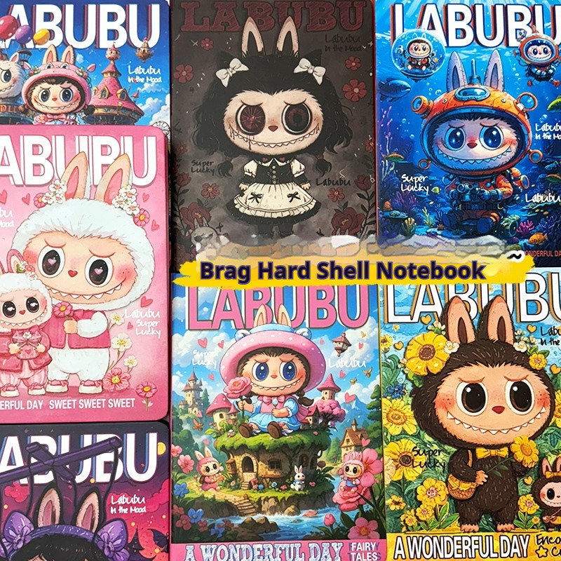 

Labubu Exclusive Design Printed Color Pages Notebook Hard Shell A5 Horizontal Inner Page Student Diary Work Notebook Stationery