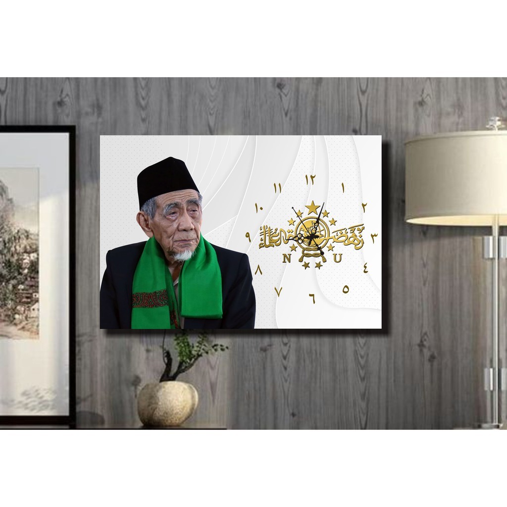 Jam dinding NU custom foto ulama mbah maimun zubair
